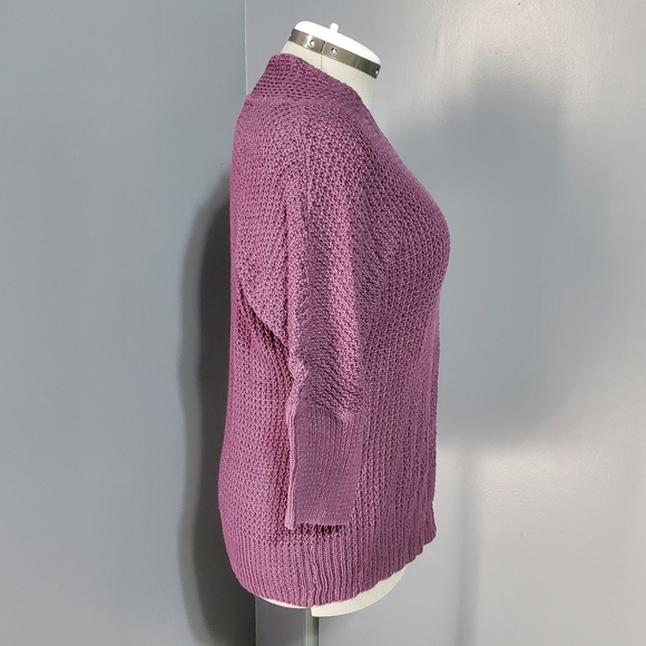 Sonoma Women's Knit Sweater Cardigan in Rich Purple Half Sleeve Size M - Picture 4 of 6